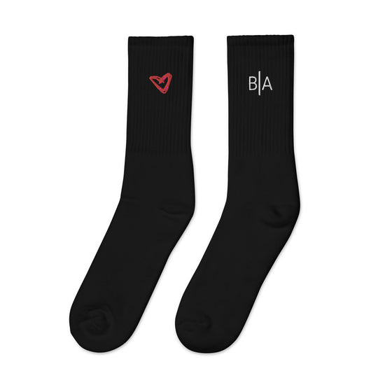 B|A CREW  HEART SOCKS - BLACK