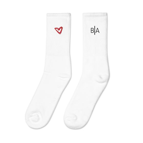 B|A CREW  HEART SOCKS  - WHITE